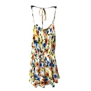 All In Favor Romper Floral Adjustable Tie Elastic Waist Multicolor W Small NWT